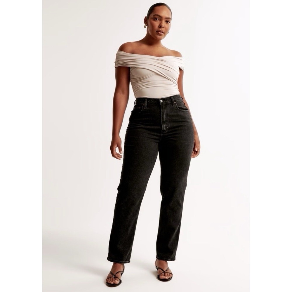 NEW! Abercrombie & Fitch Ankle Straight High Rise Jeans Curve Love Black SZ 6